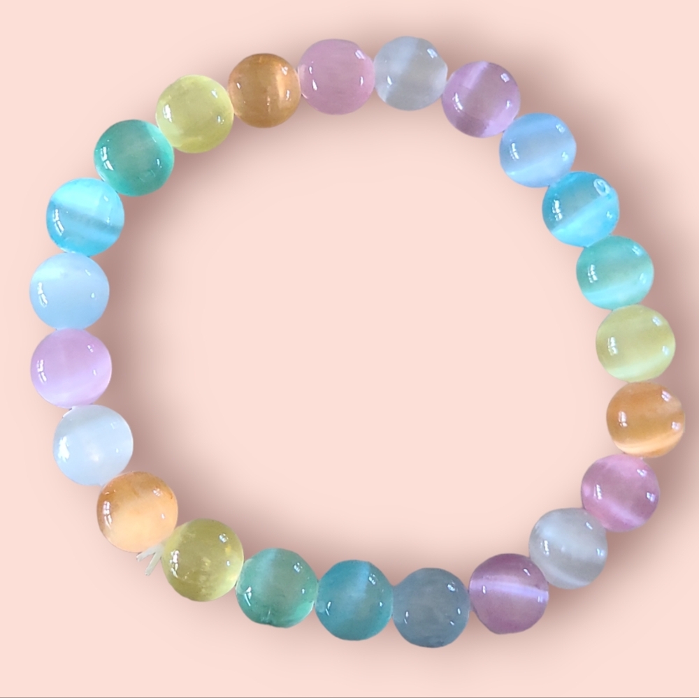 Rainbow Selenite Gemstone Bracelet Multicolor